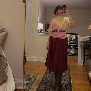 Uniqlo Burgundy / Maroon Gathered Skirt